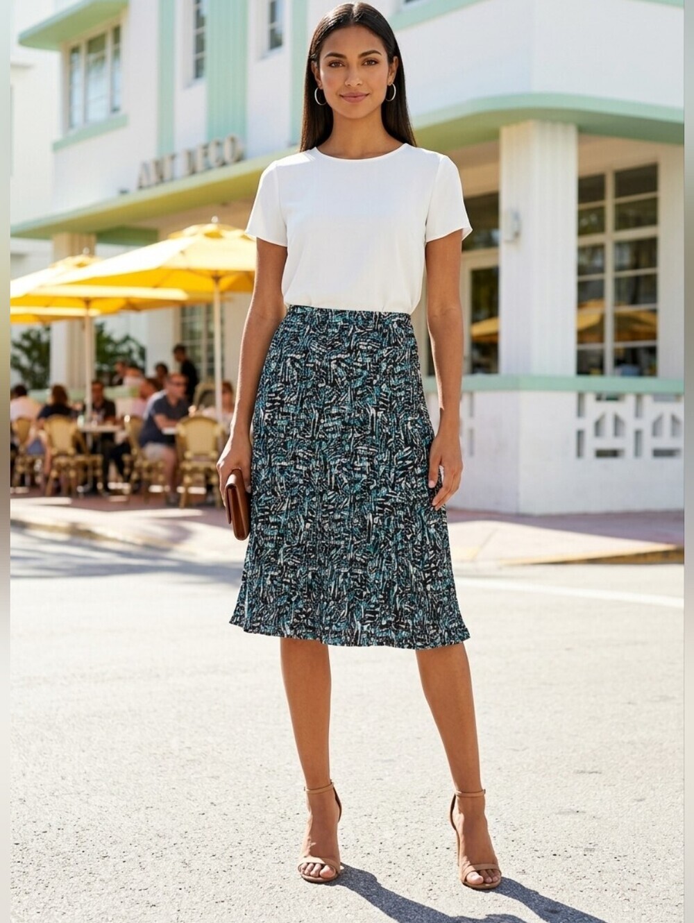Adini Patterned A-Line Skirt